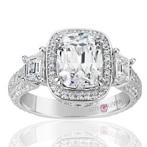 Suzy Levian Sterling Cushion Cubic Zirconia Ring